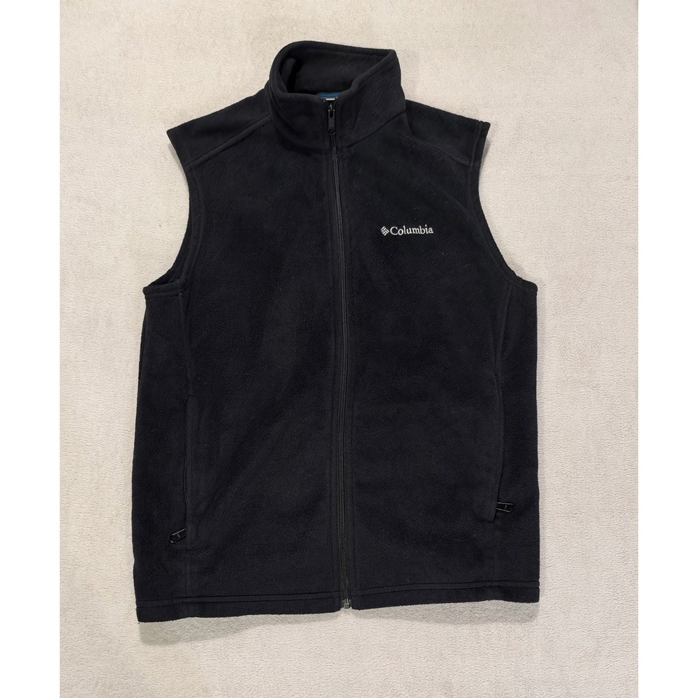 Columbia Black Fleece Vest Full Zip W/ Pockets Benton Springs Women’s Size M